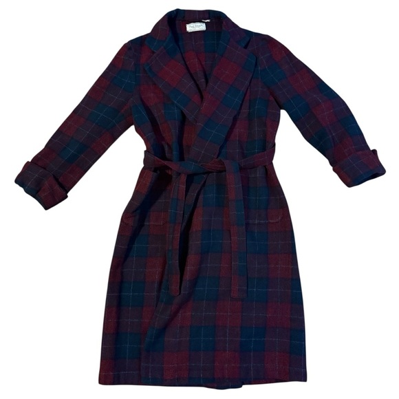 Paul Stuart Vintage Wool Red and Blue Plaid Men’s Robe Size Large - Picture 1 of 5
